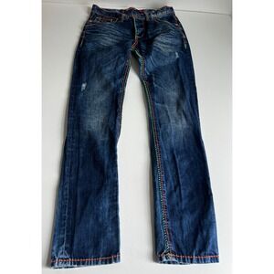 Cipo & Baxx Distressed Denim‎ Jeans Orange Green Stitching Mens 29x32